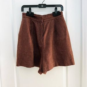 LVIR brown knee length high waist preppy culottes shorts